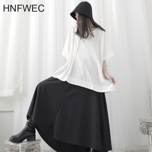 Minority Dark Style Pleated Short Sleeve T Shirt Plus Size Personality Women Tops Minority Tshirt Solid Color T062