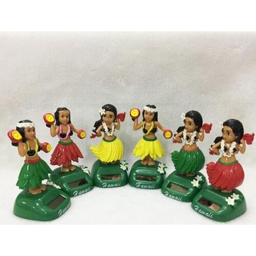1pc Hawaii Funny Girl Car Solar Powered Dancing Swinging Figurines Animated Bobble Dancer Car Home Decoration