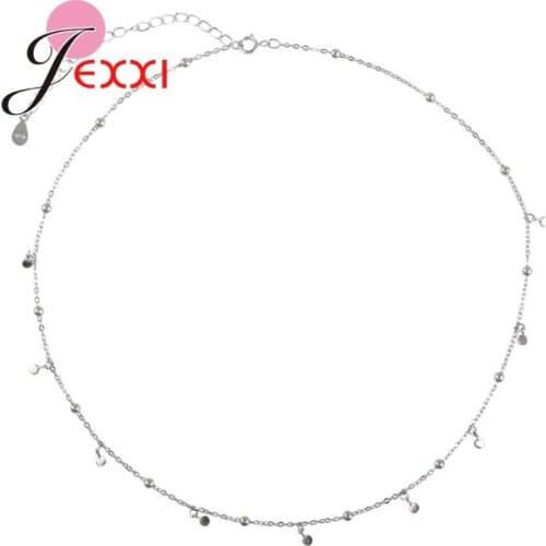 Geometric 925 Sterling Silver Round Choker Necklace For Fashion Women Minimalist Fine Jewelry Cute Accessories Gift