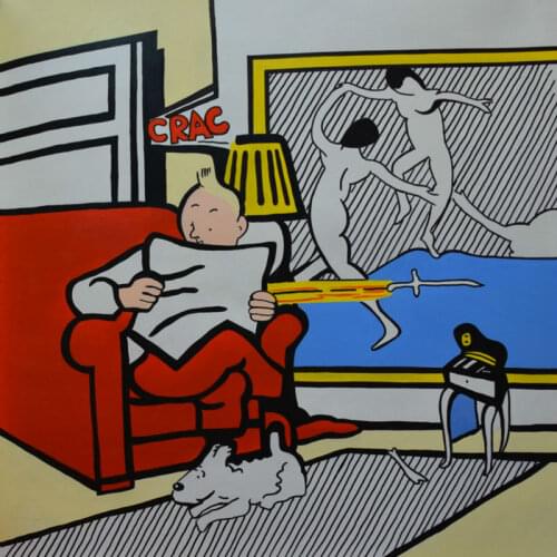 Oil painting on canvas Handmade The Adventures of Tintin Modern Wall art Picture for living room Home decor #918