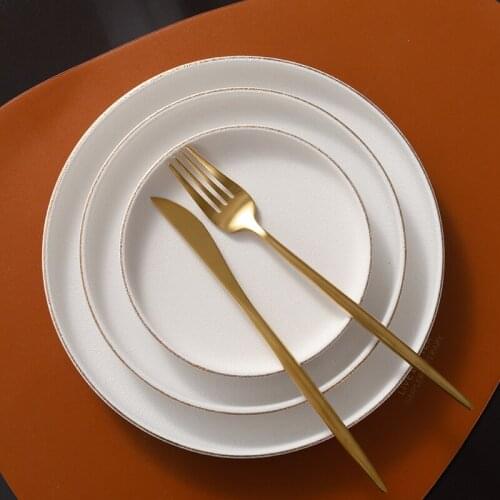 European-style creative white frosted ceramic western food plate with Phnom Penh Steak plate home western food plate round plate