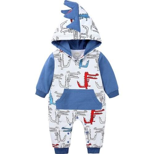Baby Boys Girls Rompers Autumn Spring Long Sleeve Newborn Infants Cute 3D Dinosaur Jumpsuits
