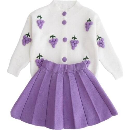 2020 Korean Childrens Clothes Childrens Skirts Girls' Baby Mink Fleece Sweater Skirts Two-Piece Girls' Fashion Casual Sweater