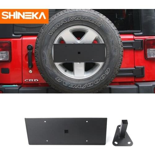 SHINEKA Rear Spare Tire License Plate Mount Bracket Holder for Jeep Wrangler JK 2007 UP Car Accessories