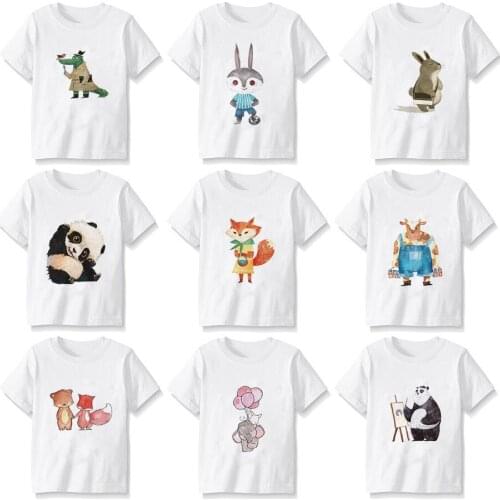 Summer Kids Boys T Shirt Elephant Rabbit Panda Print Short Sleeve Baby Girls T-shirts Cute Children T-shirt Funny Tee Tops Boy