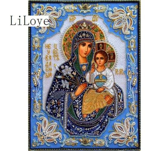 LI LOYE DIY Diamond Painting Cross Stitch Kits Full diamond embroidery Religious mother and son Diamond Mosaic decor gift FZ44