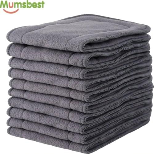 [Mumsbest]10 pcs Bamboo Charcoal Inserts For Baby liners for diapers Eco-friendly Washable layer inserts in diapers for children