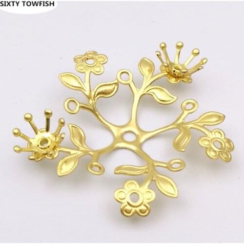 10PCS/lot 36mm Original Brass Components Flowers Slice Charms Jewelry DIY Accessory Findings B10039