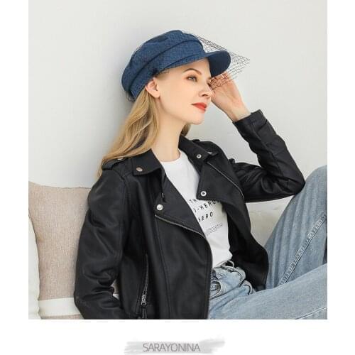 British Style Autumn Solid Plain Painter Cap Elegant Ladies Casual Denim Grenadine Pumpkin Hat Winter Vintage Beret