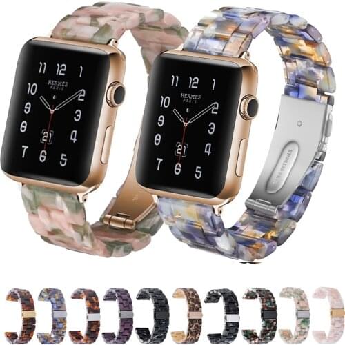 Resin Watch Strap For Apple Watch 6 5 4 3 2 44mm 40mm Transparent Strap Bracelet For iWatch Band Replacement Series 5 4 3 38 42