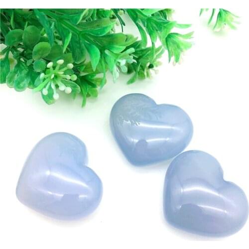 Drop Shipping 1PC Natural Big Blue Chalcedony Heart Shaped Crystal Gemstone Meditation Healing Chakra Natural Stones and Crystal