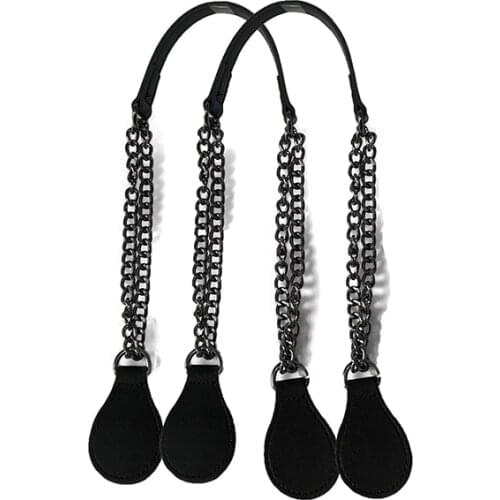1 Pair 67cm Long leather PU chain Handle with Tear Drop End Double Metal Chain for O Bag for EVA Obag Women Bag