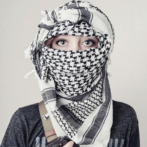 110x110cm Arab Keffiyeh Scarf Military Tactical Windproof Cover Head Wrap Scarf Mask Thicken Bandanas Unisex Scarve Desert Shawl