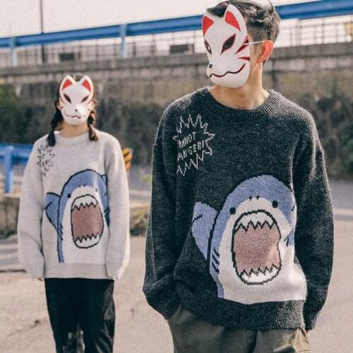ZAZOMDE Winter Casual Couple Sweaters Cute Pattern Trendy Sweaters Mens O-neck Pullovers Loose Warm Hip Hop Pullovers Clothing