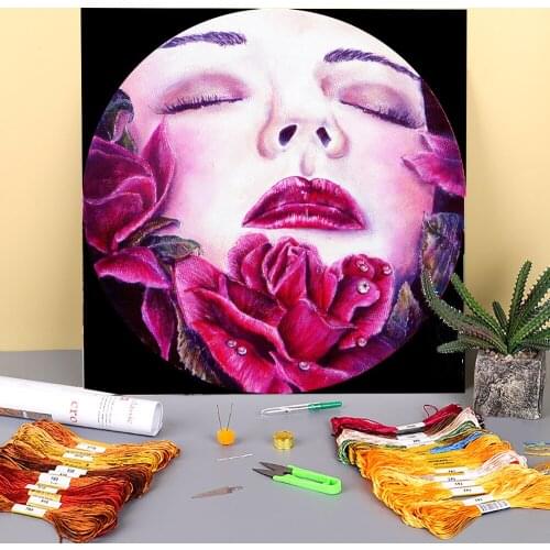 Natural Scenery Kiss From A Rose Printed Fabric 11CT Cross Stitch DIY Embroidery Patterns DMC Threads Sewing Gift