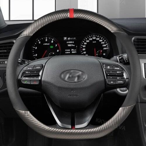 Carbon Fibre Car Steering Wheel Cover D Shape For VW Golf 6 Golf 7 for Hyundai Ioniq 2017 For Citroen C3-XR C4 Sega C4L Elysee
