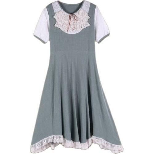 Vintage Retro Lolita Bohemian Casual Boho Mesh Cotton Linen Lace Ruffle Tunic Tunique Femme Sommer Kleid Jurk Women Summer Dress