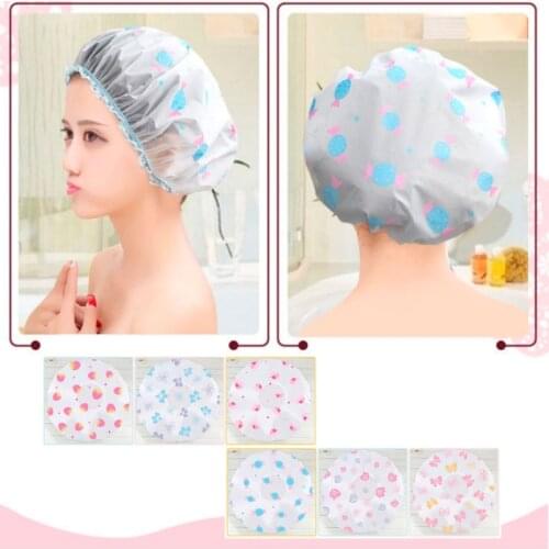 Waterproof Shower Cap Bath Plastic Hat Elastic Bathing Hair Headwear Lady Salon