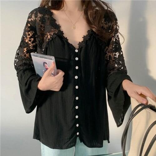Женские черные рубашки WAEOLSA China At AliExpress