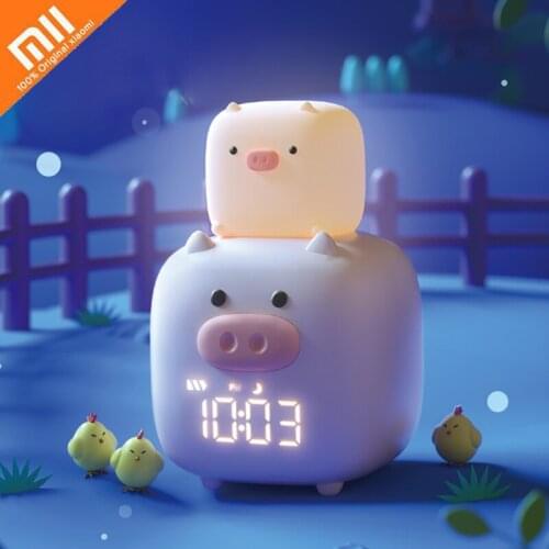 Xiaomi Alarm Clock Night Lamp Voice Control LED Digital Clock Electronic Desk Table Clock Cute Pig for Children Kids Decoration