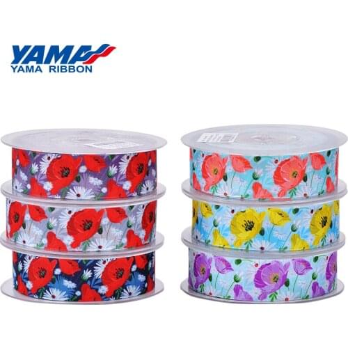 YAMA DIY Flower Printed Ribbon 25mm 1" inch 100Yards/roll Diy Gifts Wedding Party Decoration Ribbons for Craft Decorative