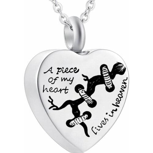 Heart Shape Cremation Jewelry for Ashes,A Piece of My Heart Lives in Heaven Cremation Memorial Ash Urn Pendant Necklace