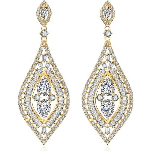 ZAKOL Famous Bridal Wedding Design Luxury Popular Baguette Cubic Zirconia Dangle Earring Fashion Jewelry FSEP2257