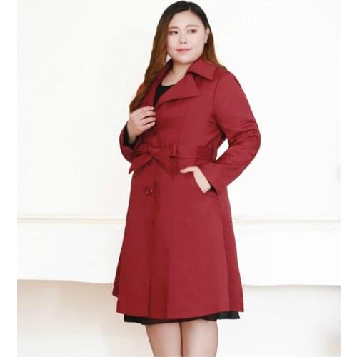 Ladies Winter Windbreaker Overcoat Long Sleeve Red Maxi Coat Korean Trench Plus Size 9xl 10xl Female Trench Coat for Women