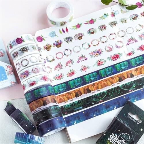 1Pcs Washi Masking Tape Set Petal elk firefly Flower Paper Masking Tapes Japanese Washi Tape Diy Scrapbooking Sticker 15mm x 7m