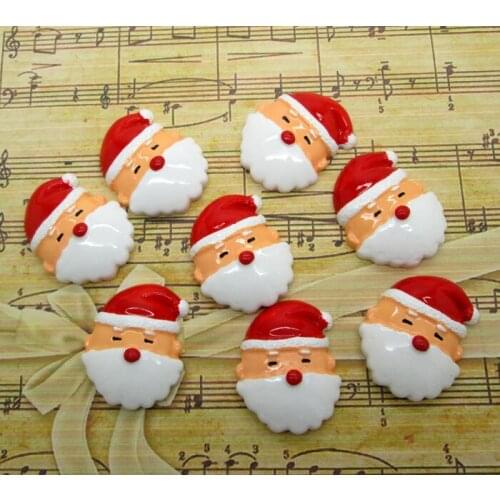10Pc Resin Christmas Santa Claus Decoration Crafts Kawaii Bead Flatback Cabochon Fridge Magnet Scrapbook DIY Accessories Buttons