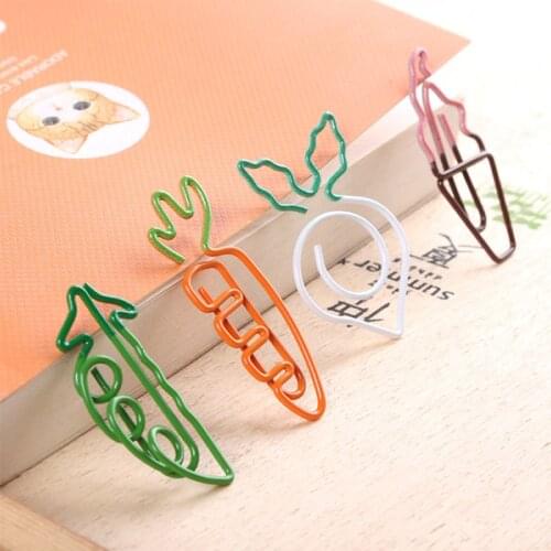 5Pcs/sets Cartoon Cute color paper clips Carrot Paper Colorful Metal Binder Clips Paper Clip For Book Stationery School Use