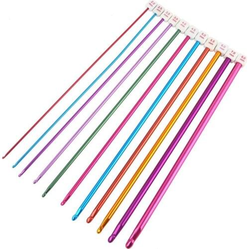 11Pcs/Set 27cm Single Pointed Knitting Needles Pins Straight Aluminum DIY Weaving Tool Long Sweater Scarf Needle 2.0-8mm