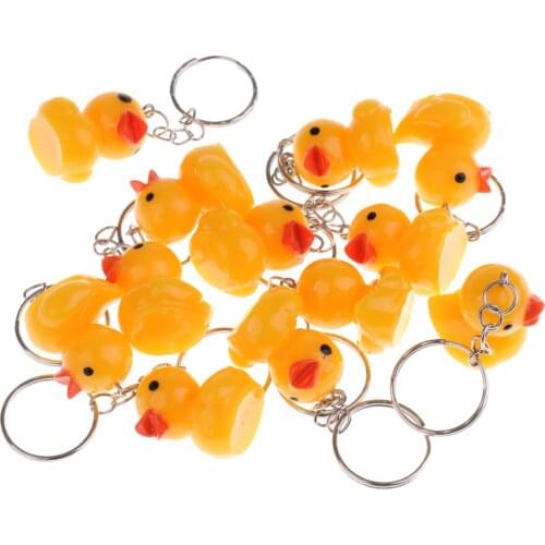 12pcs/Set Cute Yellow Duck Doll Figures Keychain Bag/Purse Keyring Pendant Car Auto Hanging Ornament