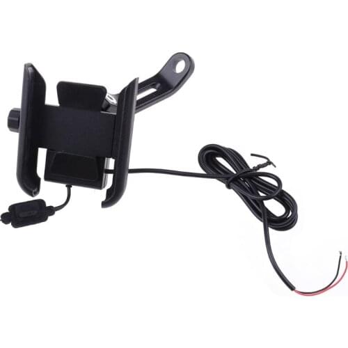 Metal Motorcycle Motorbike Mount Mobile Phone Holder Bracket With USB Charger