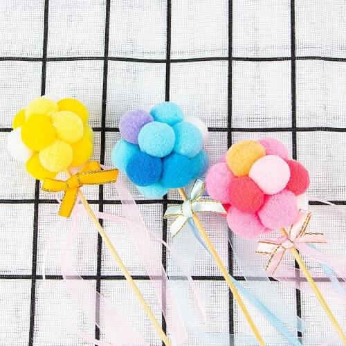 2pcs Creative Colorful Hairball Ball Cake Topper Cupcake Happy Birthday Party Wedding Anniversary Dessert Cupcake Party Supplies