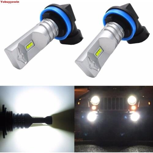 2Pcs High Power CSP SMD H11 H8 Extremely Super Bright 6000K White LED Lights Bulbs Best for Replacing Fog Light Lamps DRL
