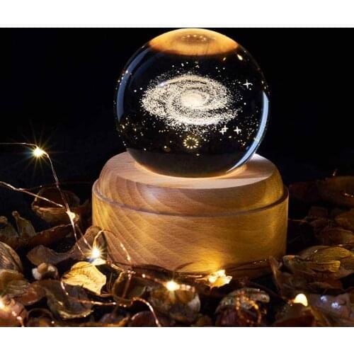 3D Crystal Night Light Globe Milky Way system Crystal Ball Moon Light Ball Sphere Magic Ball Divination Prop Home Decoration