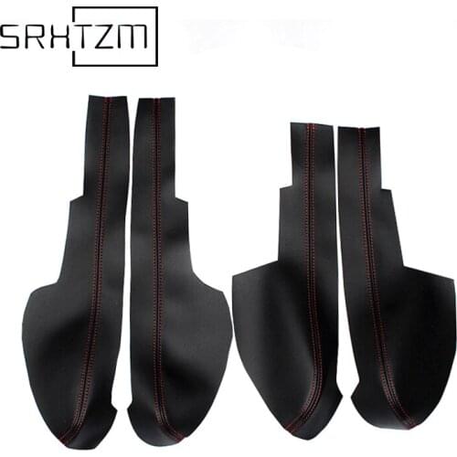 4pcs Car Microfiber Leather Interior Door Armrest Panel Cover Protective Trim For Honda City 2008 2009 2010 2011 2012 2013 2014