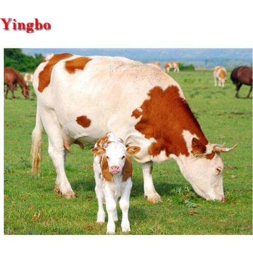 Full 5D Diy Diamond Painting Cow grass 3D Diamond mosaic Rhinestones Round/square Diamond cross stitch Beads Embroidery Kits