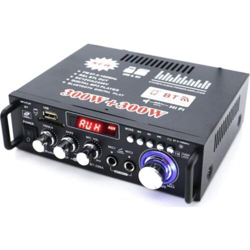 600W Car Amplifier LCD Display Digital HIFI Powers Amplifier Bluetooth-compatible FM Car Home Stereo Subwoofer W/Remote