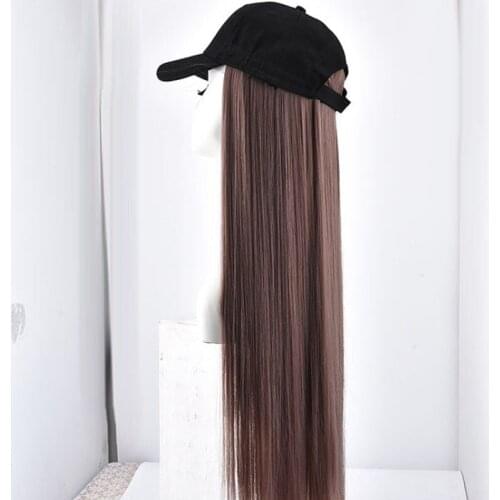 Baseball hat for women Korean version of the summer tide summer season shade net red with long curly wig hat one-piece fashion c