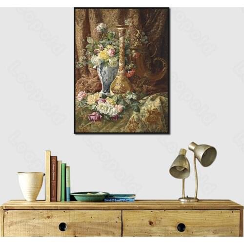 One Piece Decorative Unframed Canvas Modern Art Oil Painting Nordic Style Luxury Rose Print for Living Room Wall Decor