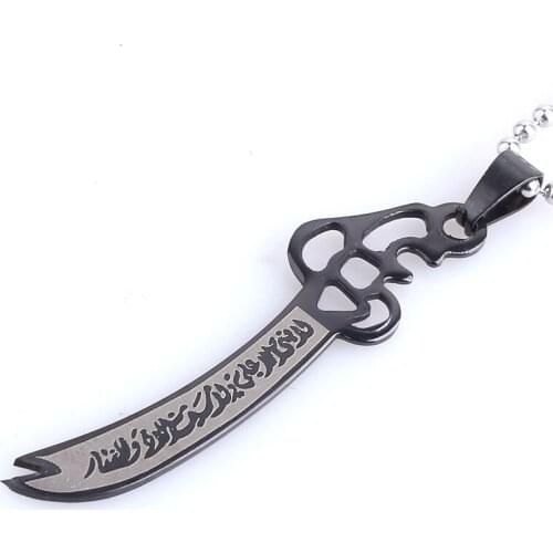 Black knife coins 316L Stainless Steel pendant necklaces bead chain for men women wholesale