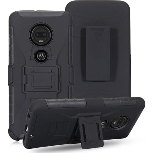 For Motorola G7 Power G7 Play Black Hybrid Holister Defender Builder shockproof Case + BELT CLIP For Moto G7 Plus EU US G6 Plus