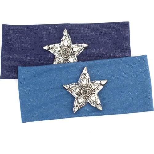 Geebro Fashion Casual Womens Hair Headband Star Crystal Rhinestone Headwear For Girls Flat Elastic Stretch Hair Accessories