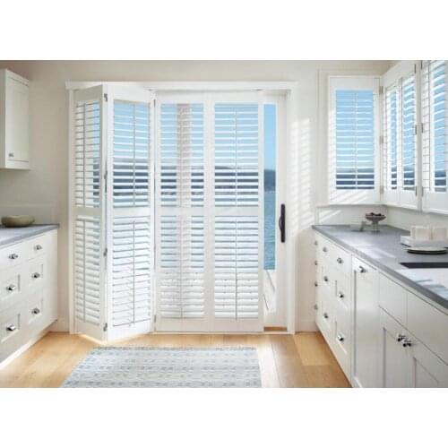 Custom Basswood Plantation Shutters Wooden Blinds Solid Wood Shutter Louvers PS291