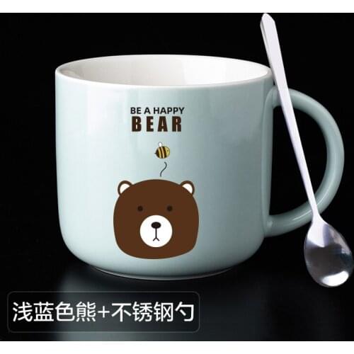 Cute Animal Coffee Mugs Cat Dog Handmade Creative Coffee Mug with Lid Spoon Ceramic Breakfast Afternoon Tea Cups Funny Mug Gift