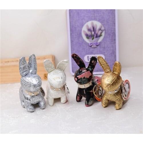 Cool new Cute Stylish soft Popular rabbit PU disposable Crib pendant car bag ornaments Exquisite Keychain christmase couple gift