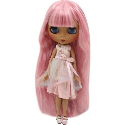 ICY DBS Blyth doll Black Matte face nude Joint body 1/6 bjd Pink hair BL6022