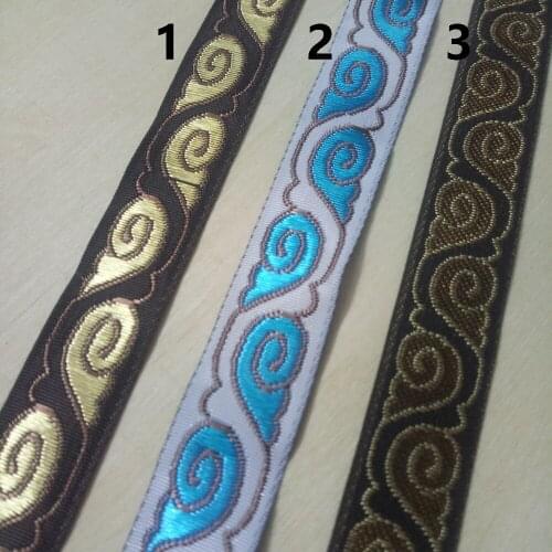 2cm 20mm 7/8'' Mercerizing Sky Blue White Moire Garment Costume Dog Pet Collar Trim National Jacquard Embroidery Webbing Ribbon